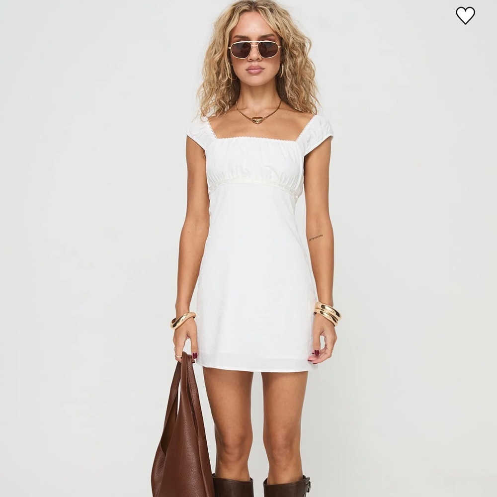 White Square-Neck Mini Dress